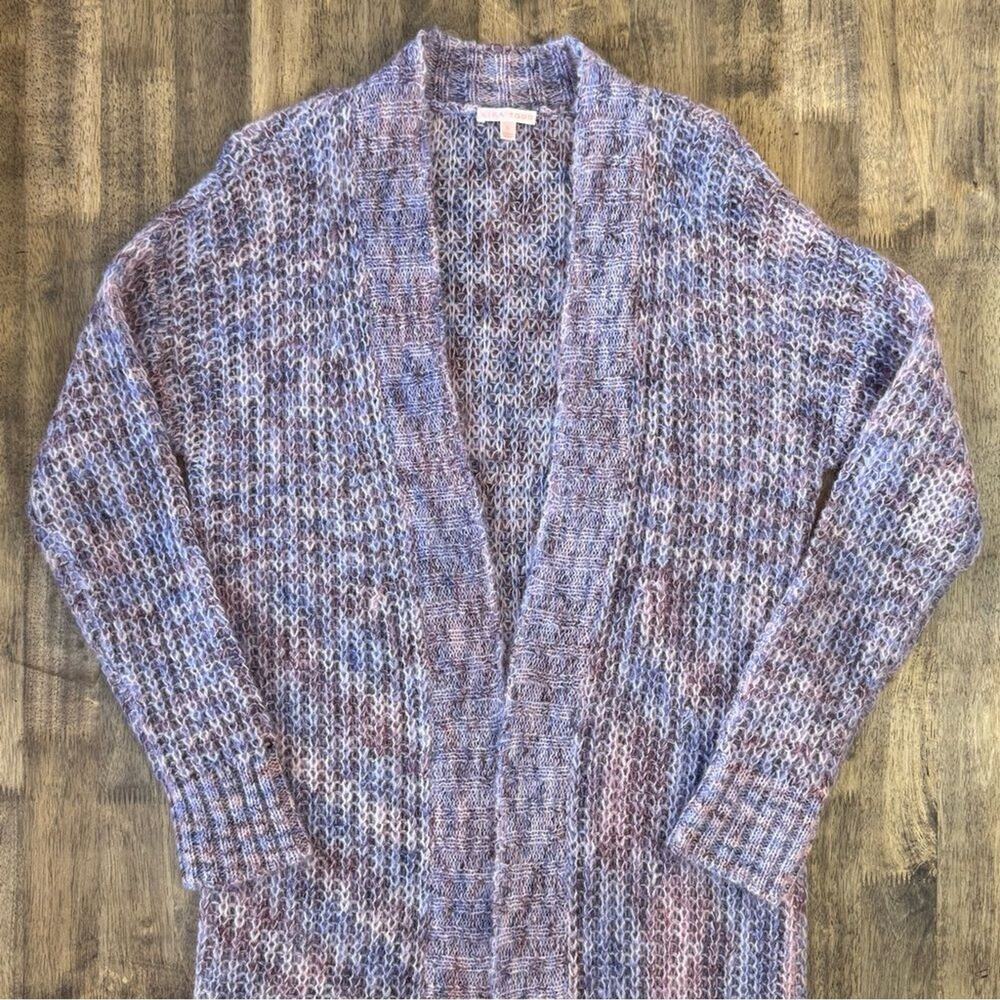 Lisa Todd Mohair Duster Sweater Dream Wool Blend Knit Long Open Purple Sz Small - Picture 3 of 8